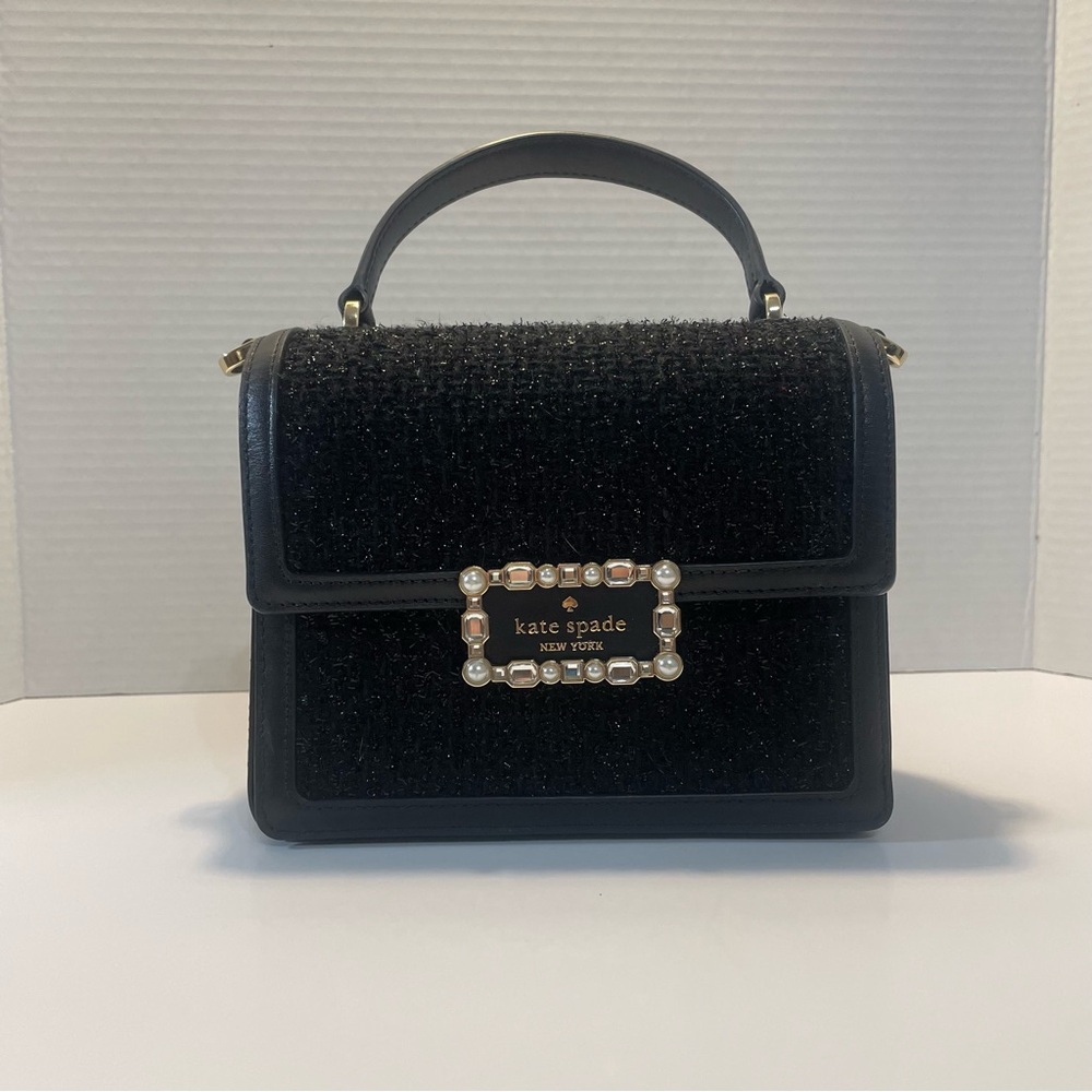 Kate Spade Black Crossbody Bag with Crystal Buckle
